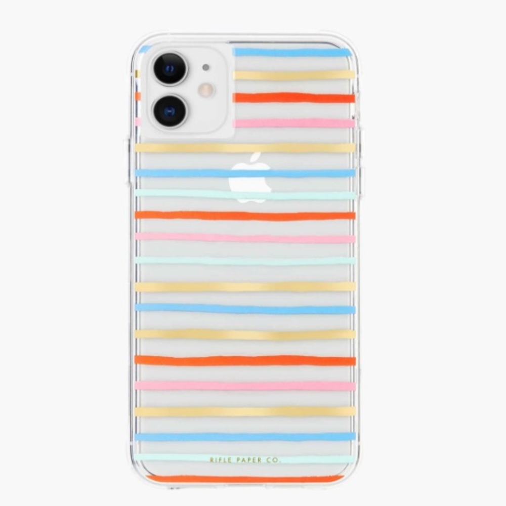 RIFLE PAPER CO. iPhone 11 Pro Max Case Gold Foil Accents 6.5” Happy Stripes New
